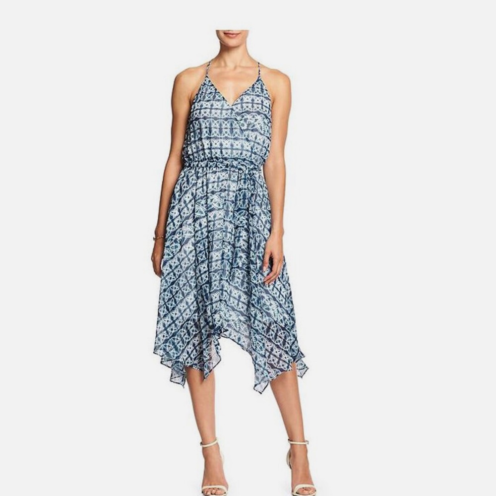 Banana Republic Printed Handkerchief Belted Midi Dress - Size M